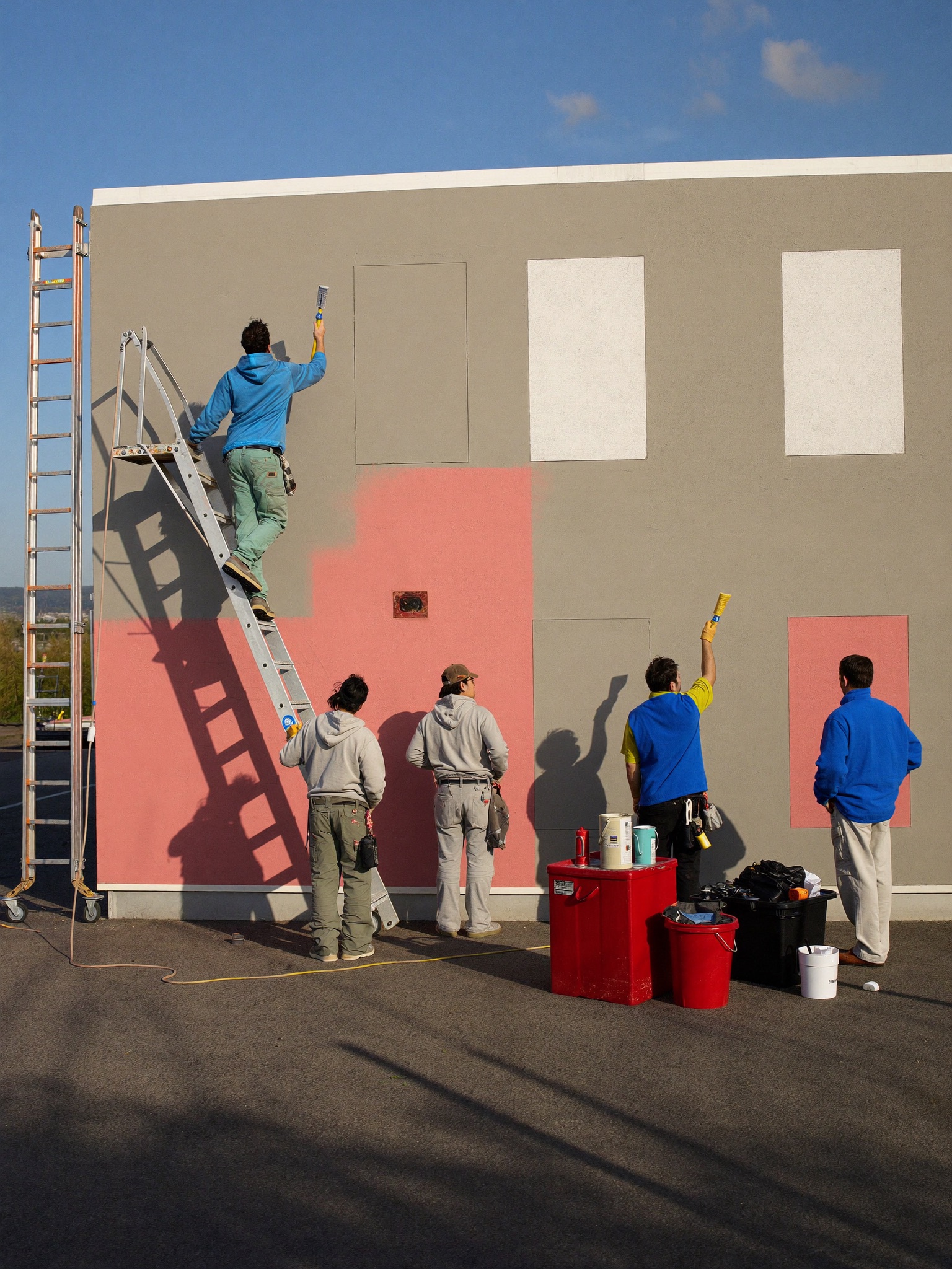 Painter refreshing a home exterior
