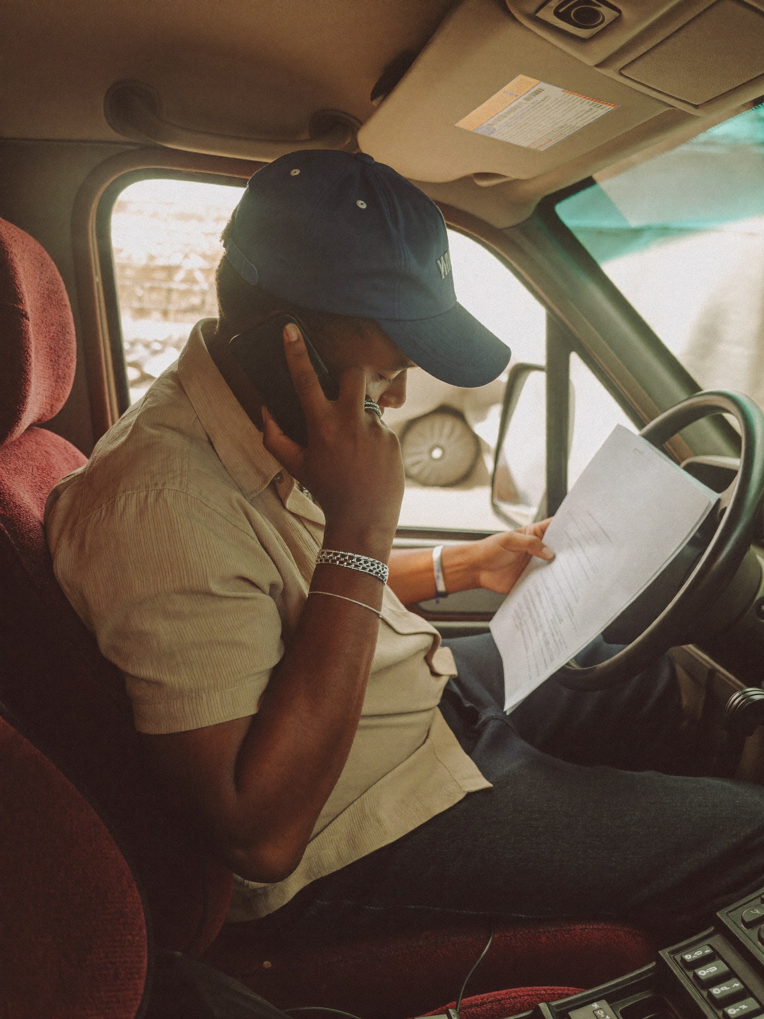 Plumber checking the day's schedule on a tablet
